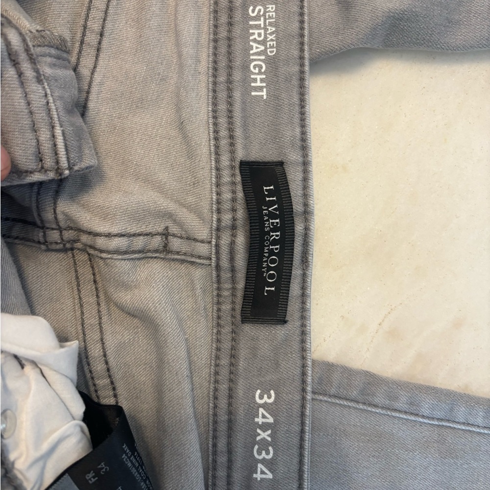 Liverpool Men's Light Gray Relaxed Jeans